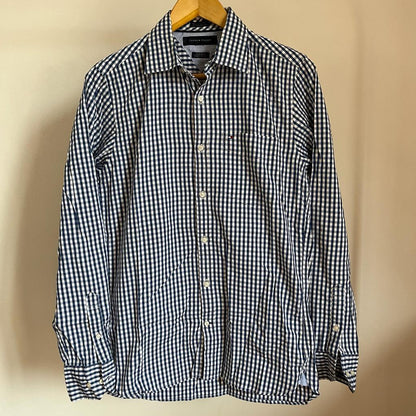 Camicia manica lunga Tommy Hilfiger bianca e blu taglia M