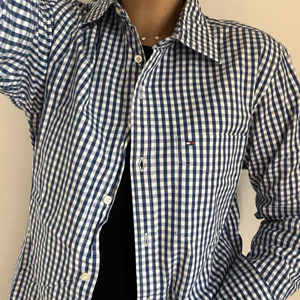 Camicia manica lunga Tommy Hilfiger bianca e blu taglia M