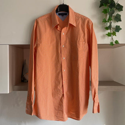 Camicia manica lunga Tommy Hilfiger arancione e bianca taglia XL
