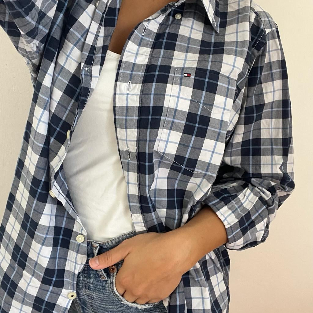 Camicia manica lunga Tommy Hilfiger bianca grigia e nera taglia XL