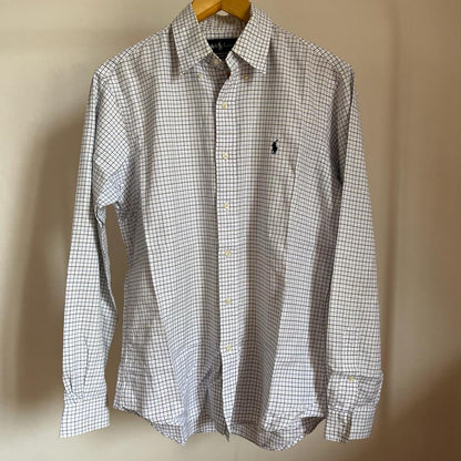 Camicia manica lunga Ralph Lauren bianca nera e azzurra taglia XXL