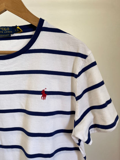 T-Shirt Ralph Lauren bianca e blu taglia L