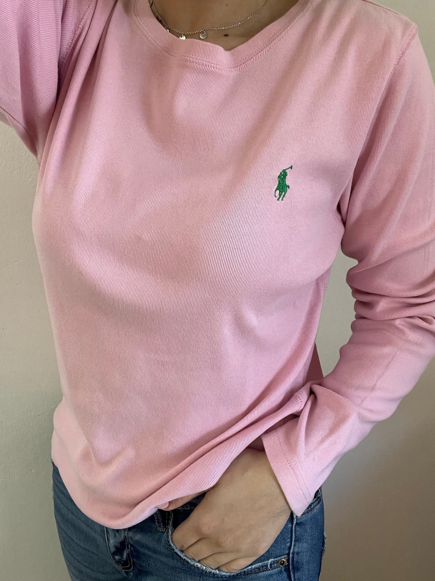 T-Shirt manica lunga Ralph Lauren rosa taglia XL
