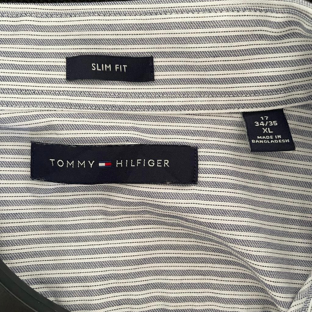 Camicia manica lunga Tommy Hilfiger grigia e bianca taglia XL