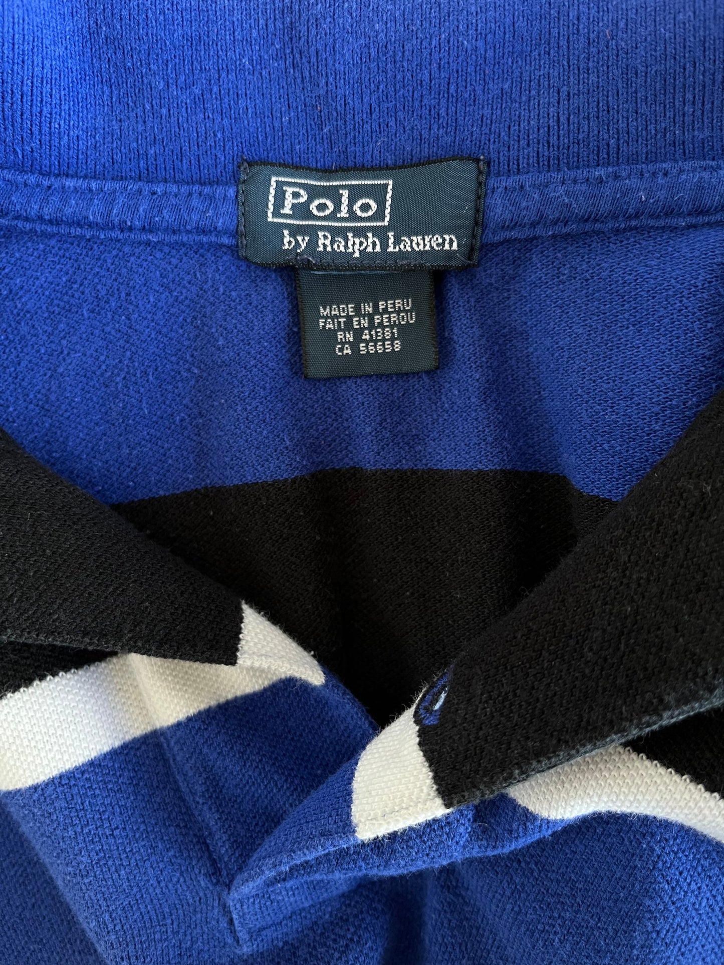 Polo manica lunga Ralph Lauren blu nera e bianca taglia M