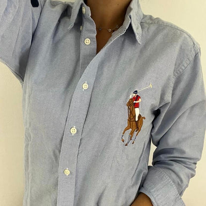 Camicia manica lunga Ralph Lauren Oxford azzurra taglia L