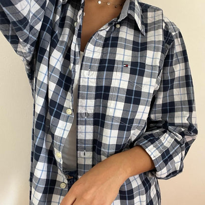 Camicia manica lunga Tommy Hilfiger bianca grigia e nera taglia XL