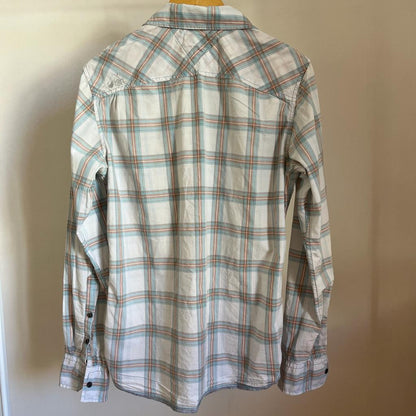 Camicia manica lunga Tommy Hilfiger bianca azzurra e arancione taglia L