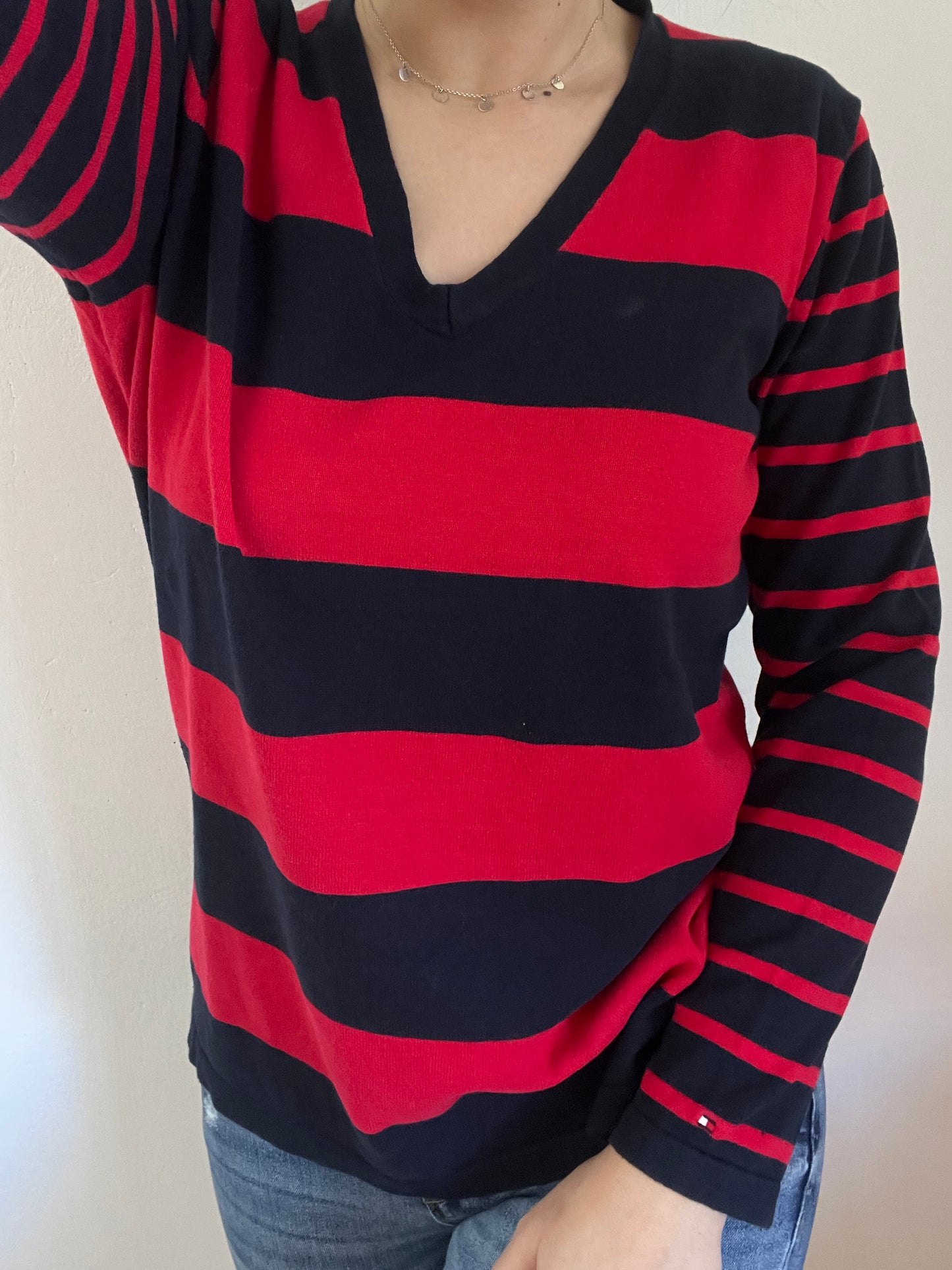 Maglione Tommy Hilfiger rosso e blu taglia L