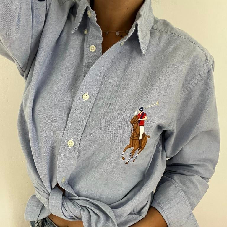 Camicia manica lunga Ralph Lauren Oxford azzurra taglia L