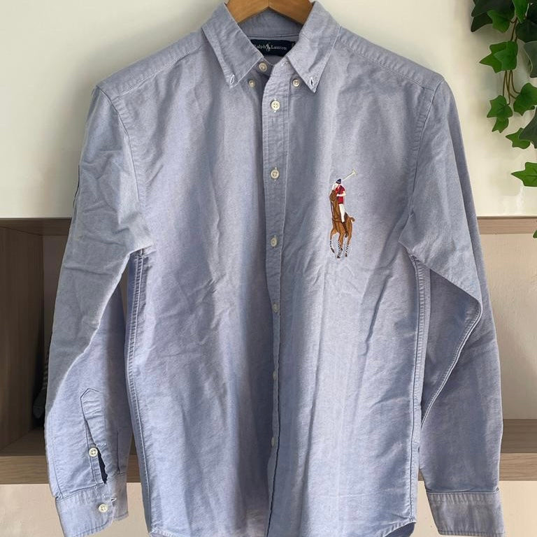 Camicia manica lunga Ralph Lauren Oxford azzurra taglia L