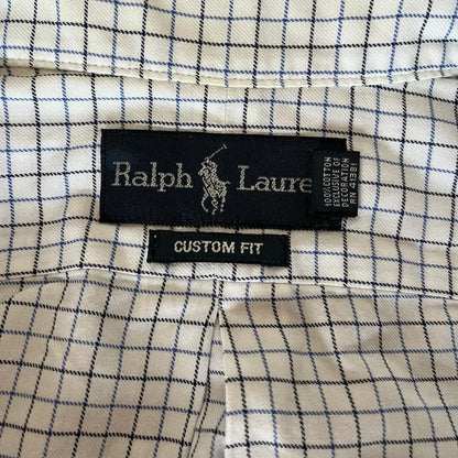 Camicia manica lunga Ralph Lauren bianca nera e azzurra taglia XXL