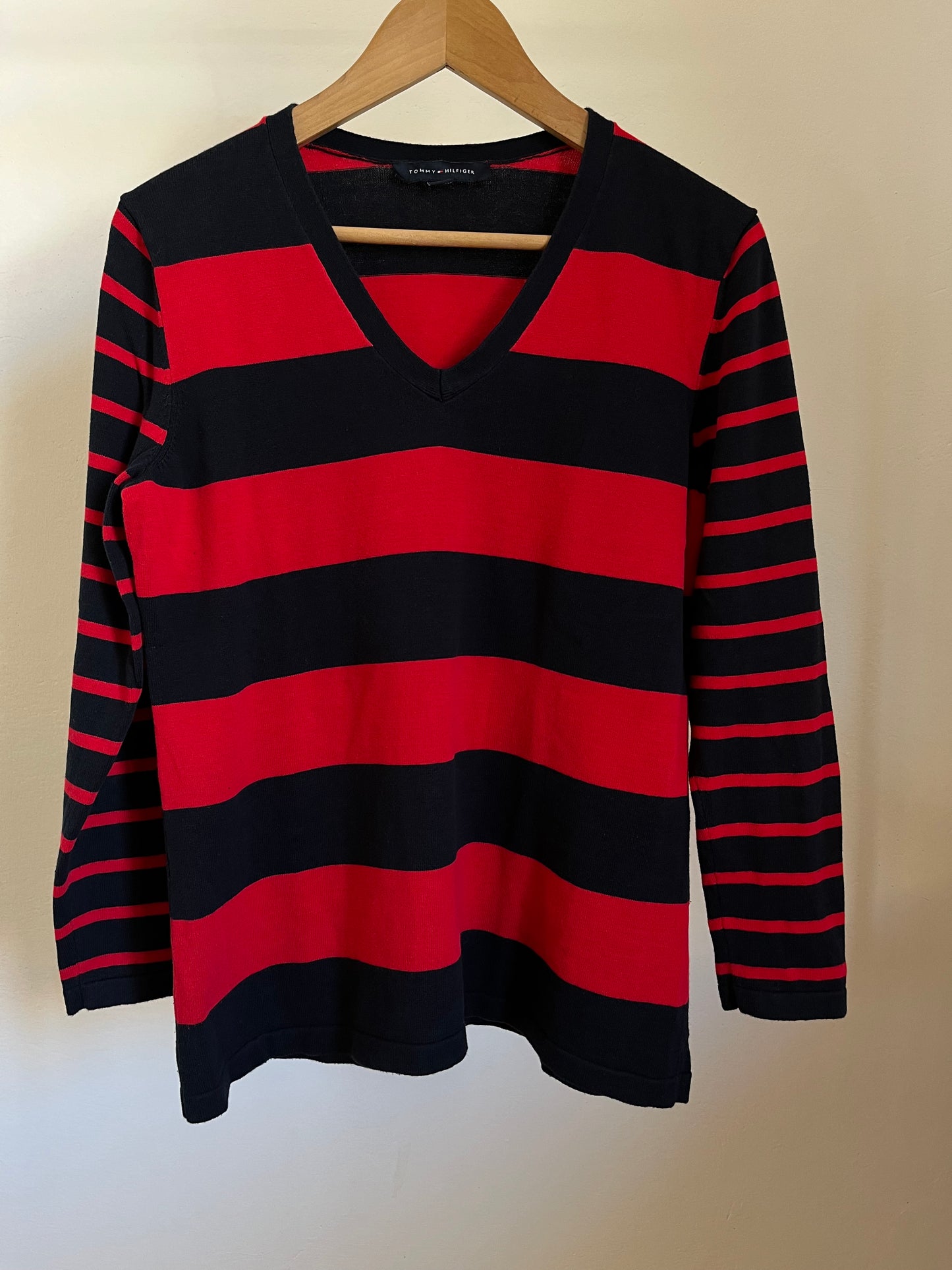 Maglione Tommy Hilfiger rosso e blu taglia L