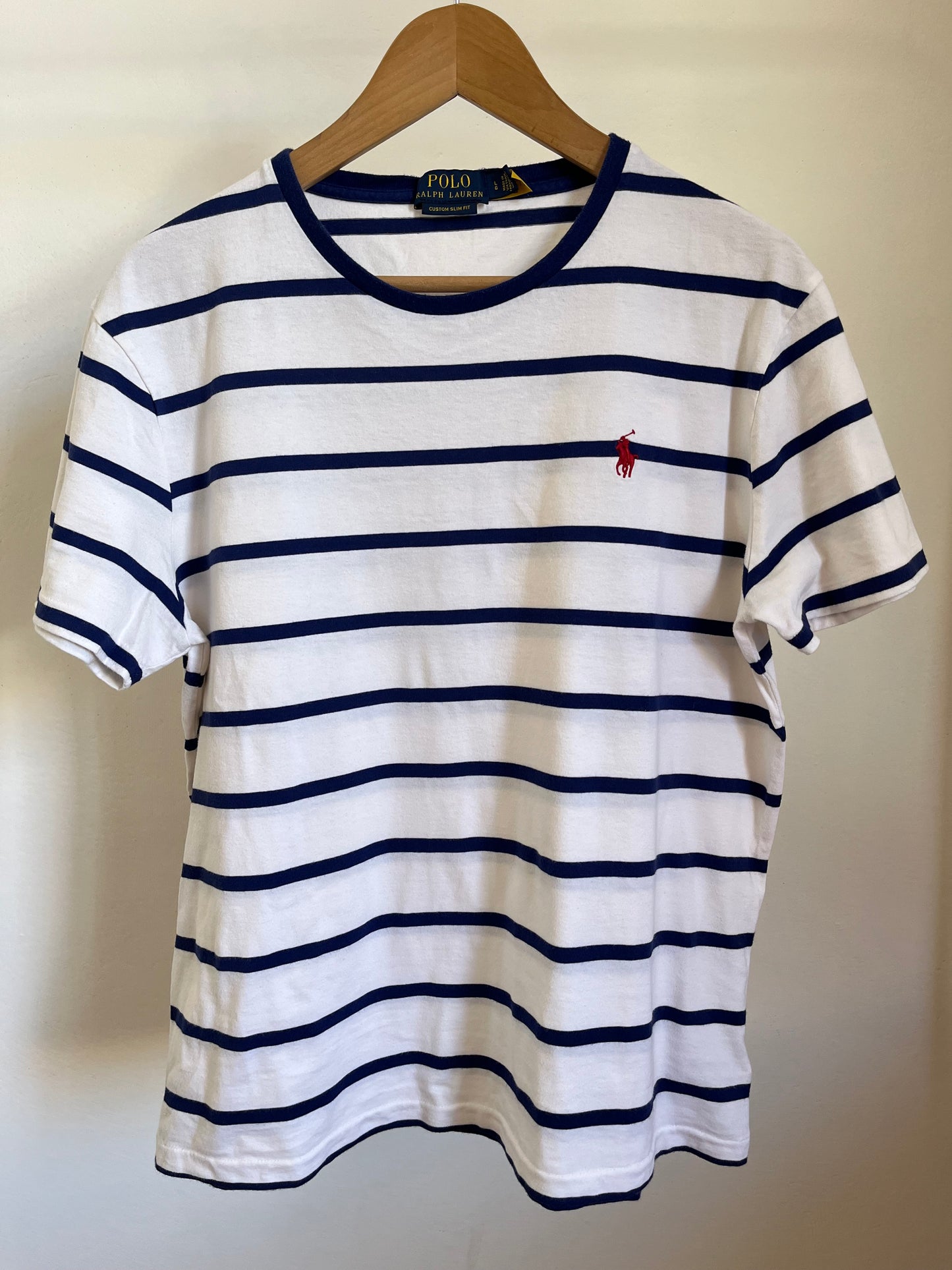 T-Shirt Ralph Lauren bianca e blu taglia L