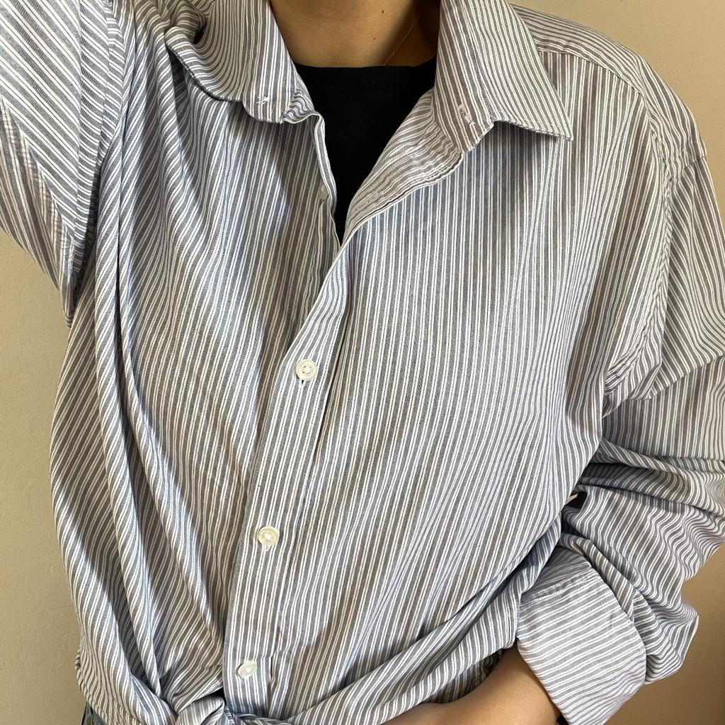 Camicia manica lunga Tommy Hilfiger grigia e bianca taglia XL