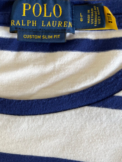 T-Shirt Ralph Lauren bianca e blu taglia L