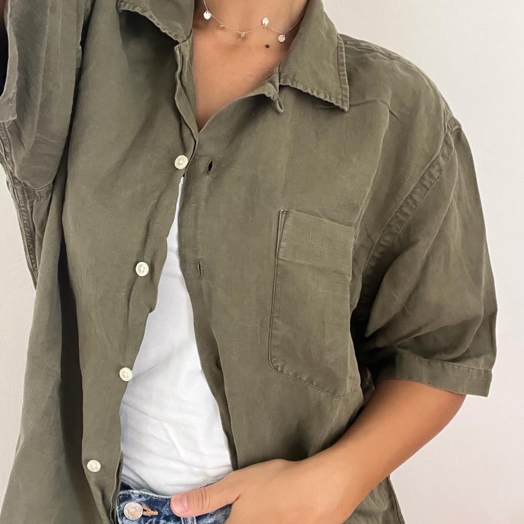 Camicia manica corta Ralph Lauren verde militare taglia XL