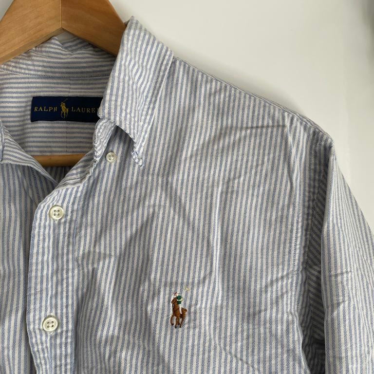 Camicia manica lunga Ralph Lauren Oxford azzurra e bianca taglia L