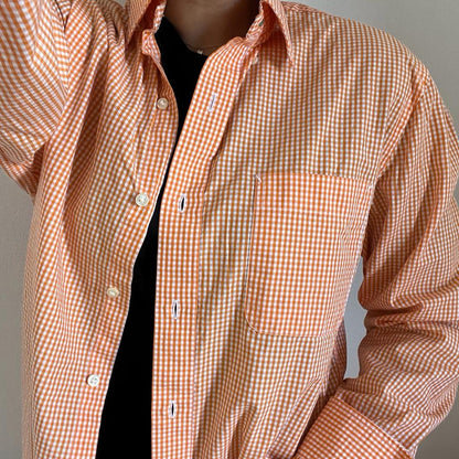 Camicia manica lunga Tommy Hilfiger arancione e bianca taglia XL