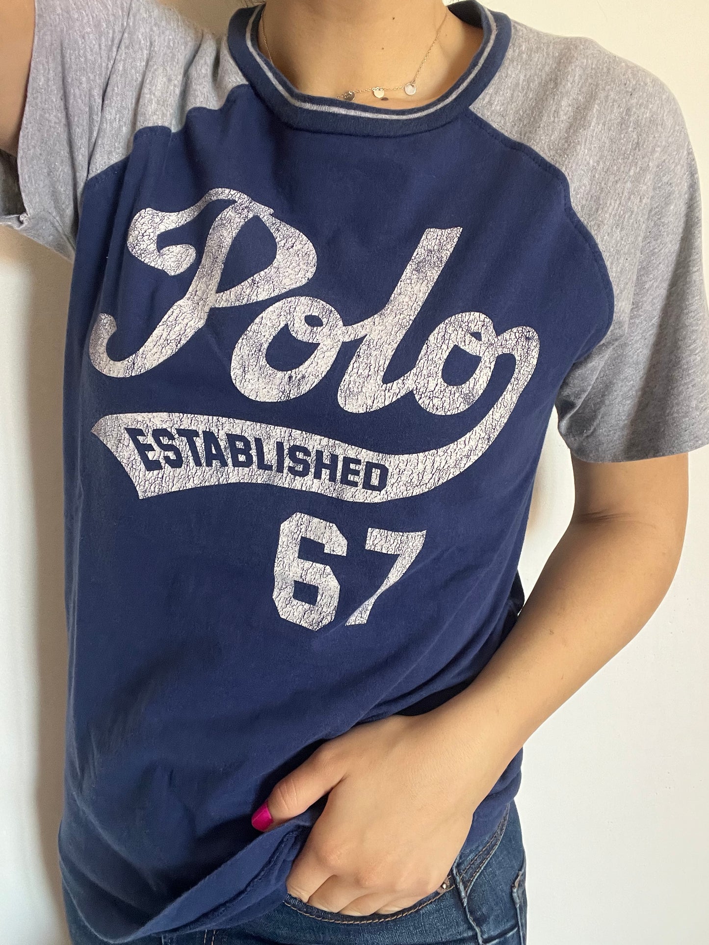 T-Shirt Ralph Lauren blu e grigia taglia L