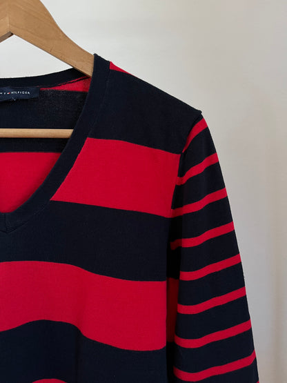 Maglione Tommy Hilfiger rosso e blu taglia L