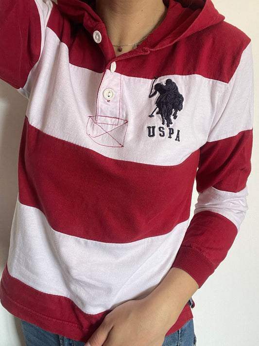 T-Shirt manica lunga US Polo Assn rossa e bianca taglia S