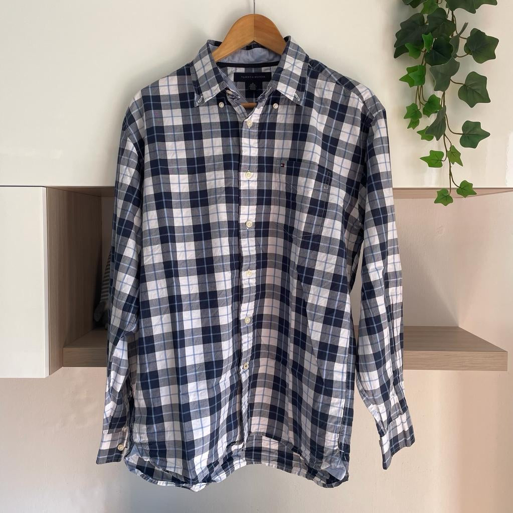 Camicia manica lunga Tommy Hilfiger bianca grigia e nera taglia XL