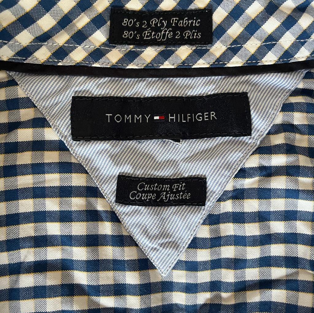 Camicia manica lunga Tommy Hilfiger bianca e blu taglia M