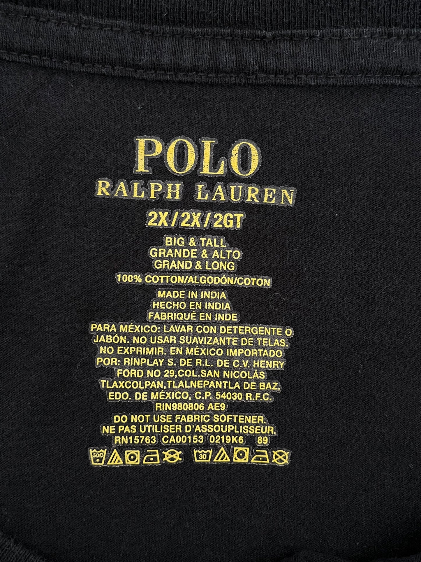 T-Shirt Ralph Lauren nera taglia 4XL