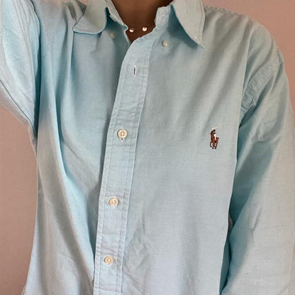 Camicia manica lunga Ralph Lauren Oxford azzurra taglia XL