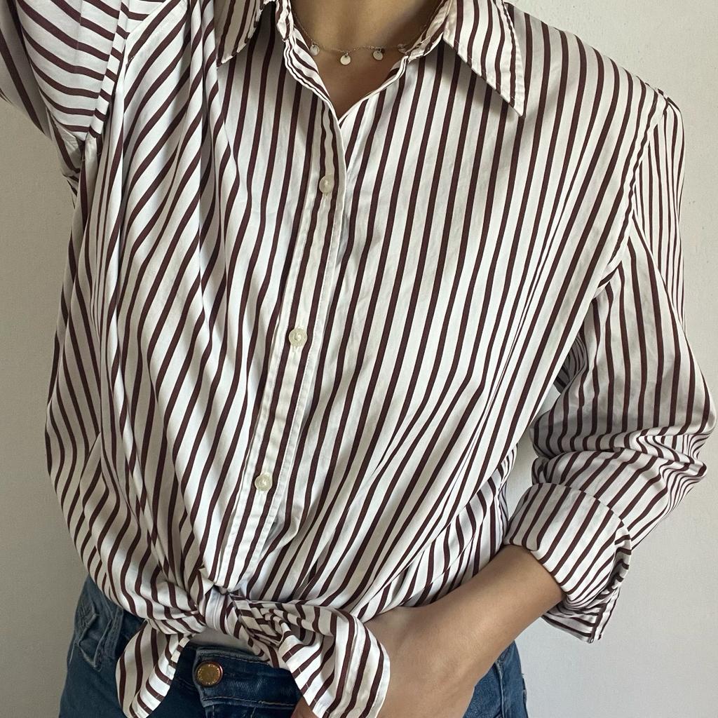 Camicia manica lunga Ralph Lauren bianca e marrone taglia L