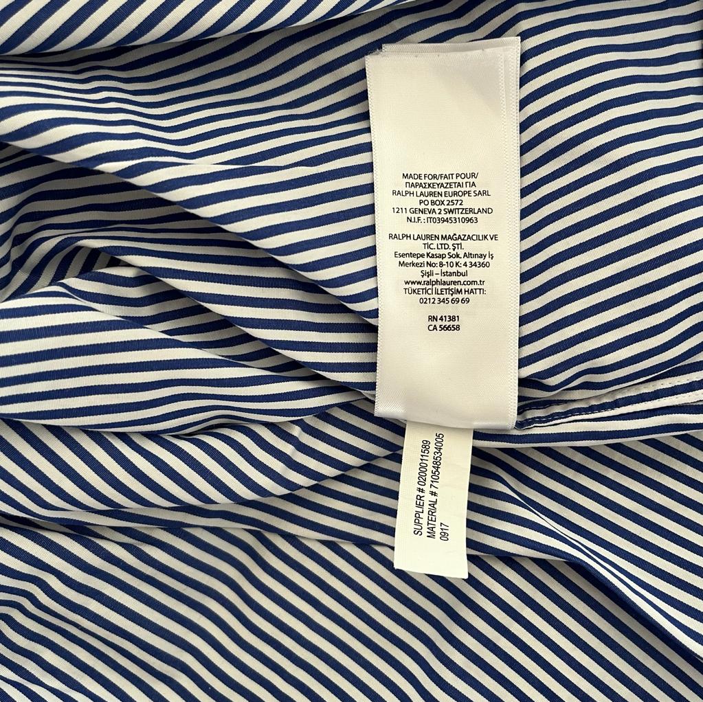 Camicia manica lunga Ralph Lauren bianca e blu taglia XXL