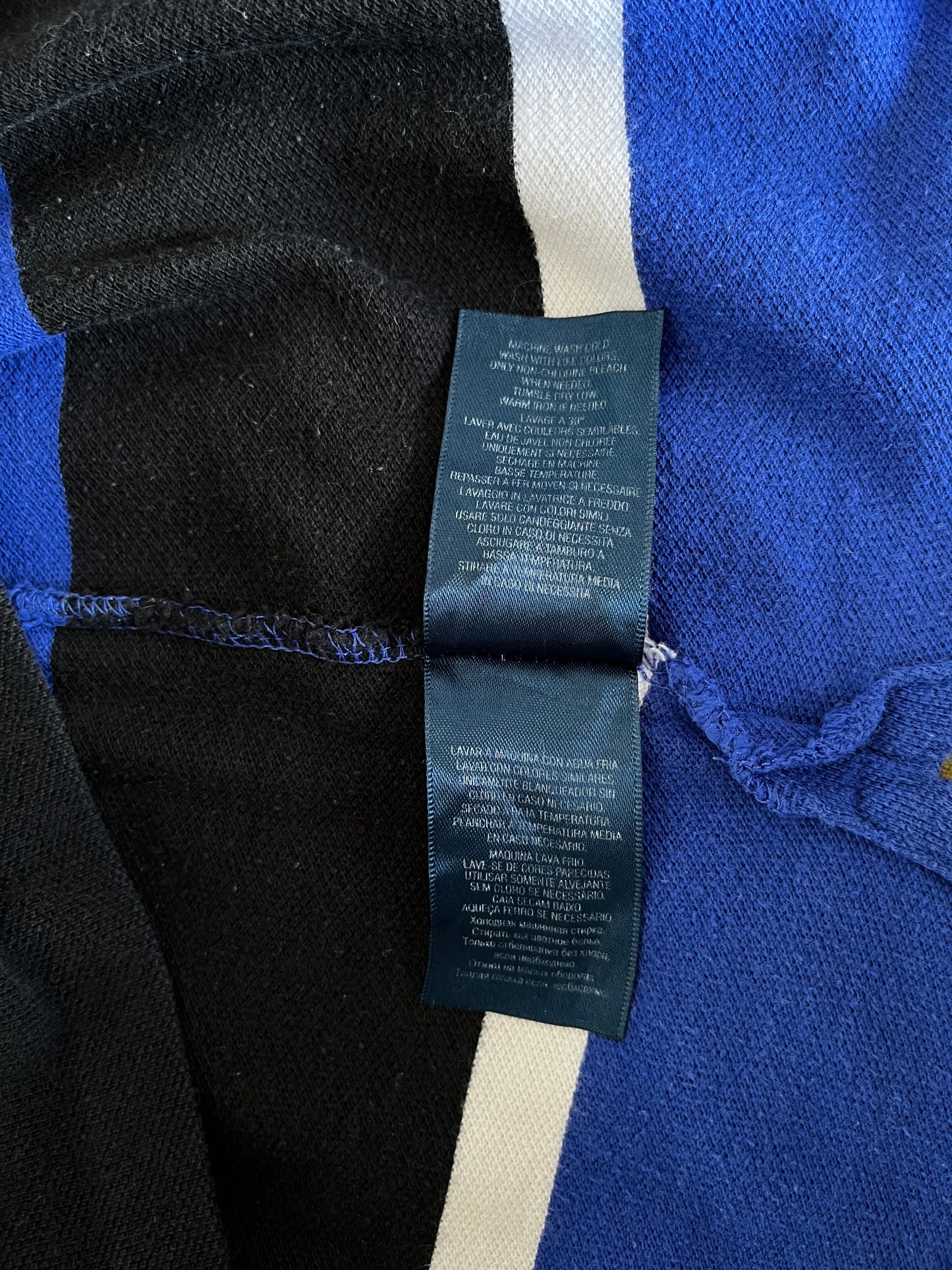 Polo manica lunga Ralph Lauren blu nera e bianca taglia M