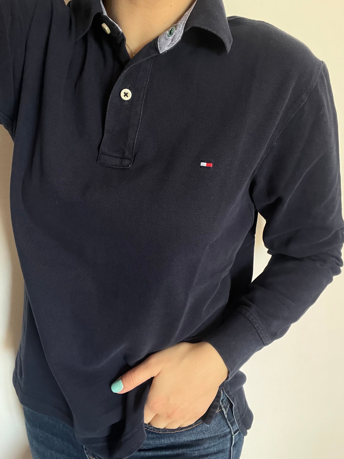 Polo manica lunga Tommy Hilfiger nera taglia M