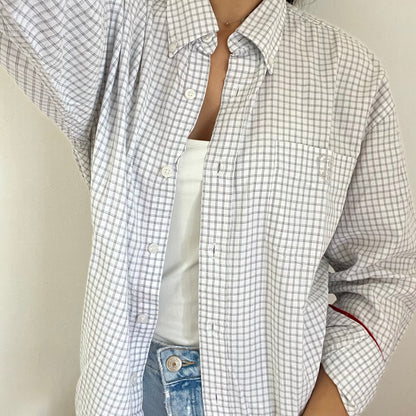 Camicia manica lunga Tommy Hilfiger bianca e grigia taglia XL