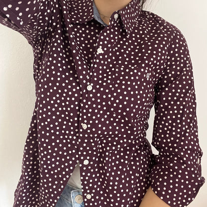 Camicia manica lunga Tommy Hilfiger viola e bianca taglia XS