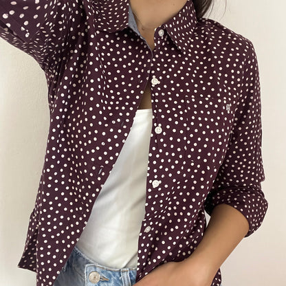 Camicia manica lunga Tommy Hilfiger viola e bianca taglia XS