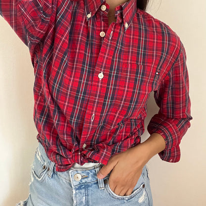 Camicia manica lunga Tommy Hilfiger rossa bianca e blu taglia XS