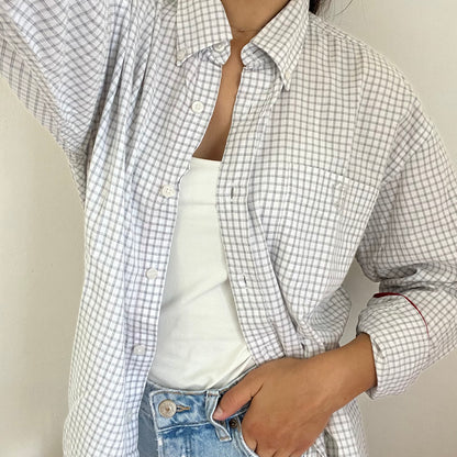 Camicia manica lunga Tommy Hilfiger bianca e grigia taglia XL